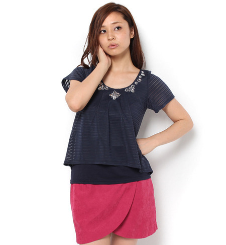 CECIL McBEE(セシルマクビー)ビジューボーダーTOPS312561995