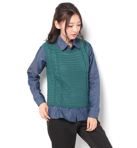 【セシルマクビー/CECIL McBEE】 CECIL McBEE(セシルマクビー)シャツ付きニットベストアンサンブル312060605 [送料無料]