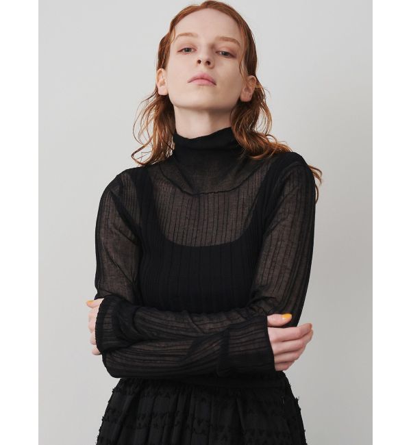 HIGHelendeek HIGH NECK SHEER RIB KT ブラック F - ニット/セーター