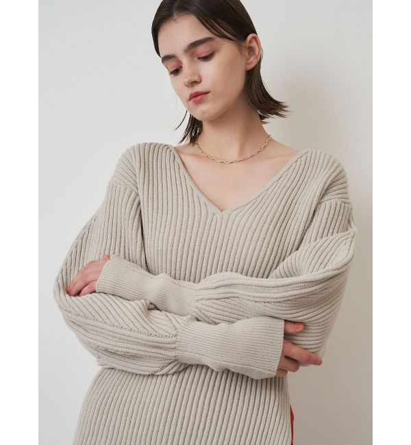 美品／ELENDEEK エレンディーク ヤクラクーン Ｖネックニット カシミヤ混