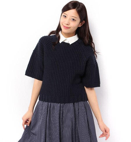 【W】シャツ衿ニットTOPS