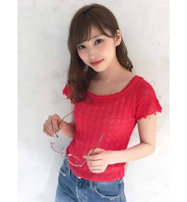 Dazzlin クロシェニットトップス