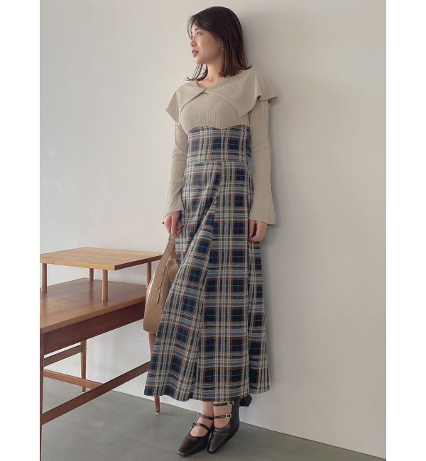ビッグカラーチェックコルセットワンピース|dazzlin(ダズリン)の