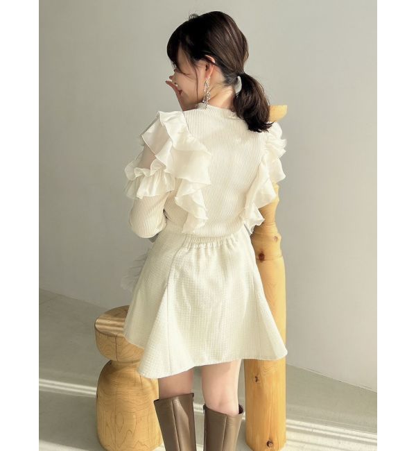 フロントホック長袖フリルトップス[品番：MKSW0056712]｜dazzlin
