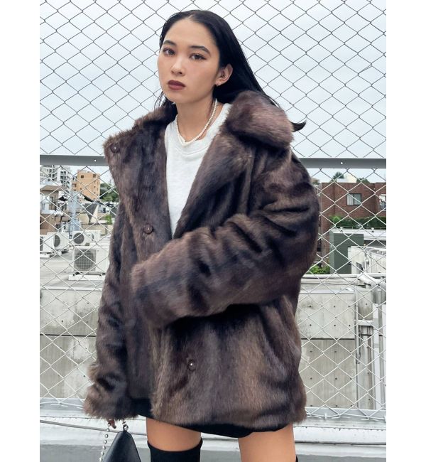 FAKE FUR ファーコート　ブラウン