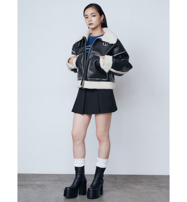 ショートフェイクムートンブルゾン[品番：MKSW0039878]｜EMODA（エモダ）のレディースファッション通販｜SHOPLIST（ショップリスト）