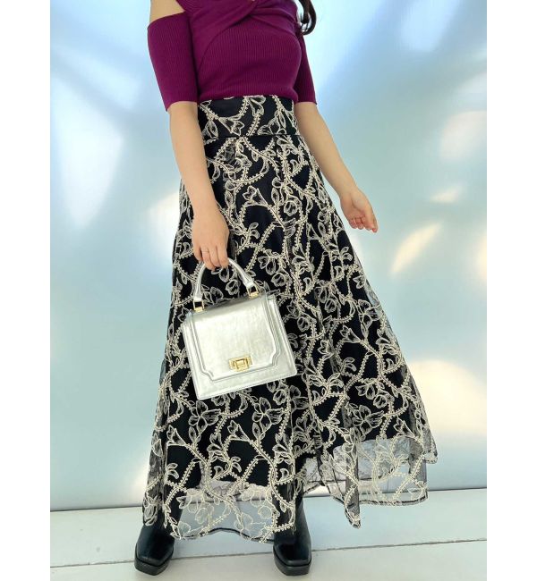 コード刺繍フレアスカート|MERCURYDUO(マーキュリーデュオ)の通販 