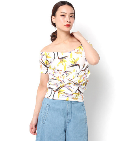 【FEMININE】フラミンゴフラワークロスTOPS
