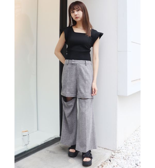 louren suspenders wide pants