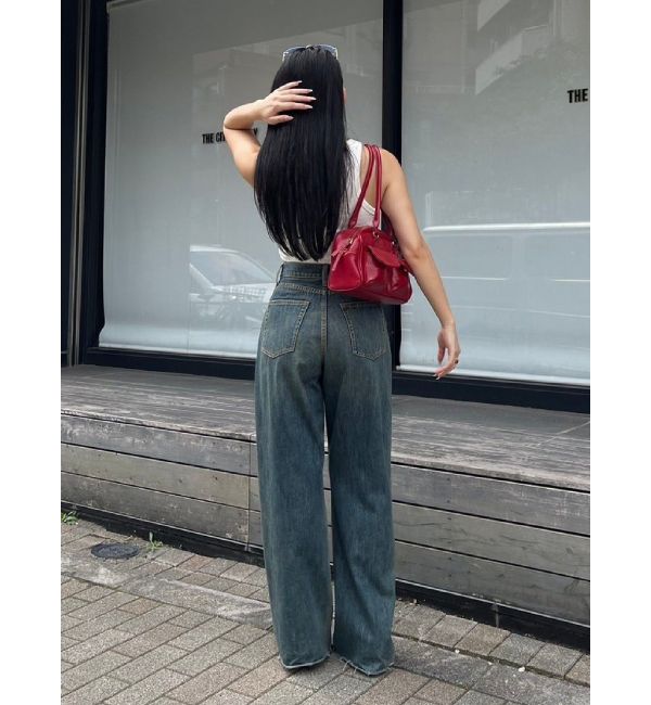 シンプルワイドデニムパンツ