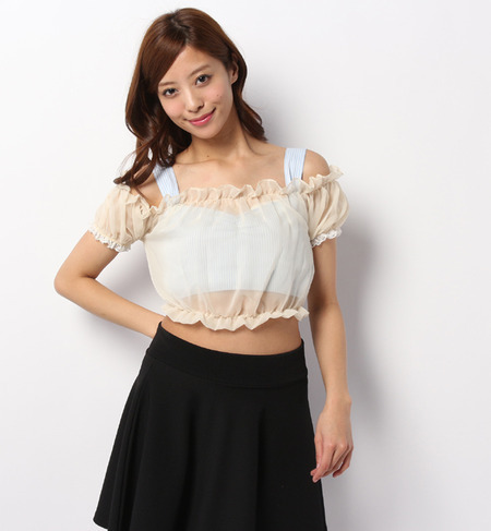 シースルーレイヤードチェックブラウス