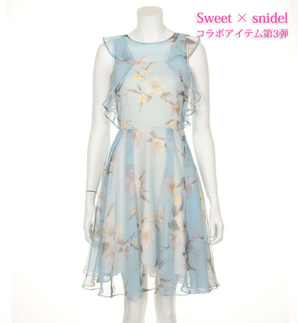 snidel×sweet オーガンジープリントワンピース