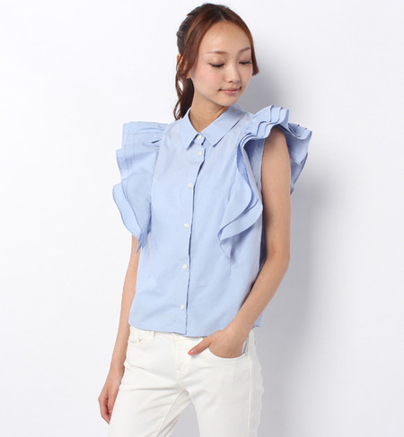 ラッフルスリーブブラウス