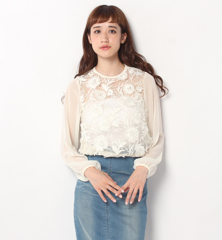 シースルーレースブラウス