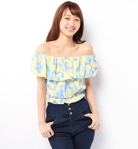 大花柄オフショルブラウス
