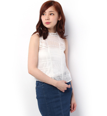 シフォンレースブラウス