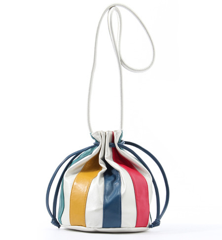 カラーブロック巾着ポーチ