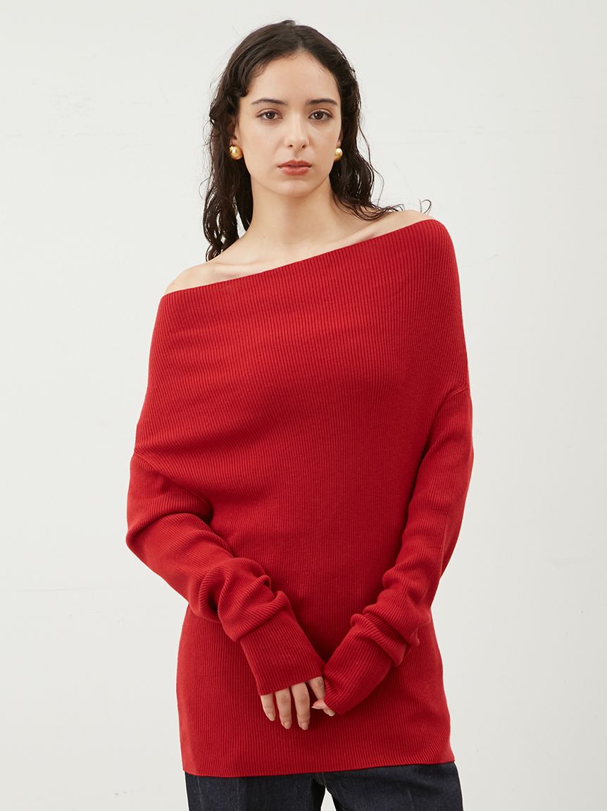 ドレープデザインオフショルニットTOPS