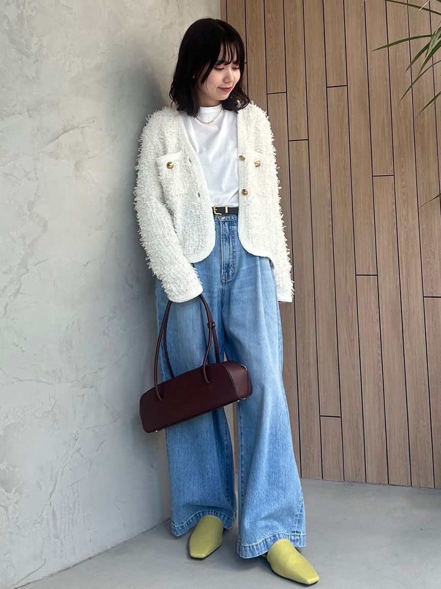 【お買い得！】 裾フリンジシガレットデニムパンツ【ウォッシャブル】|Mila Owen パンツ