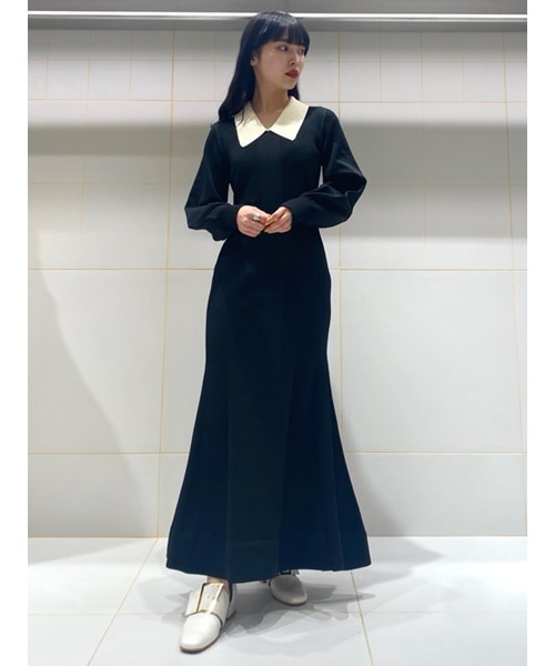 【新品】FURFUR 襟付き 3Dニットマーメイドドレス ワンピース グリーン