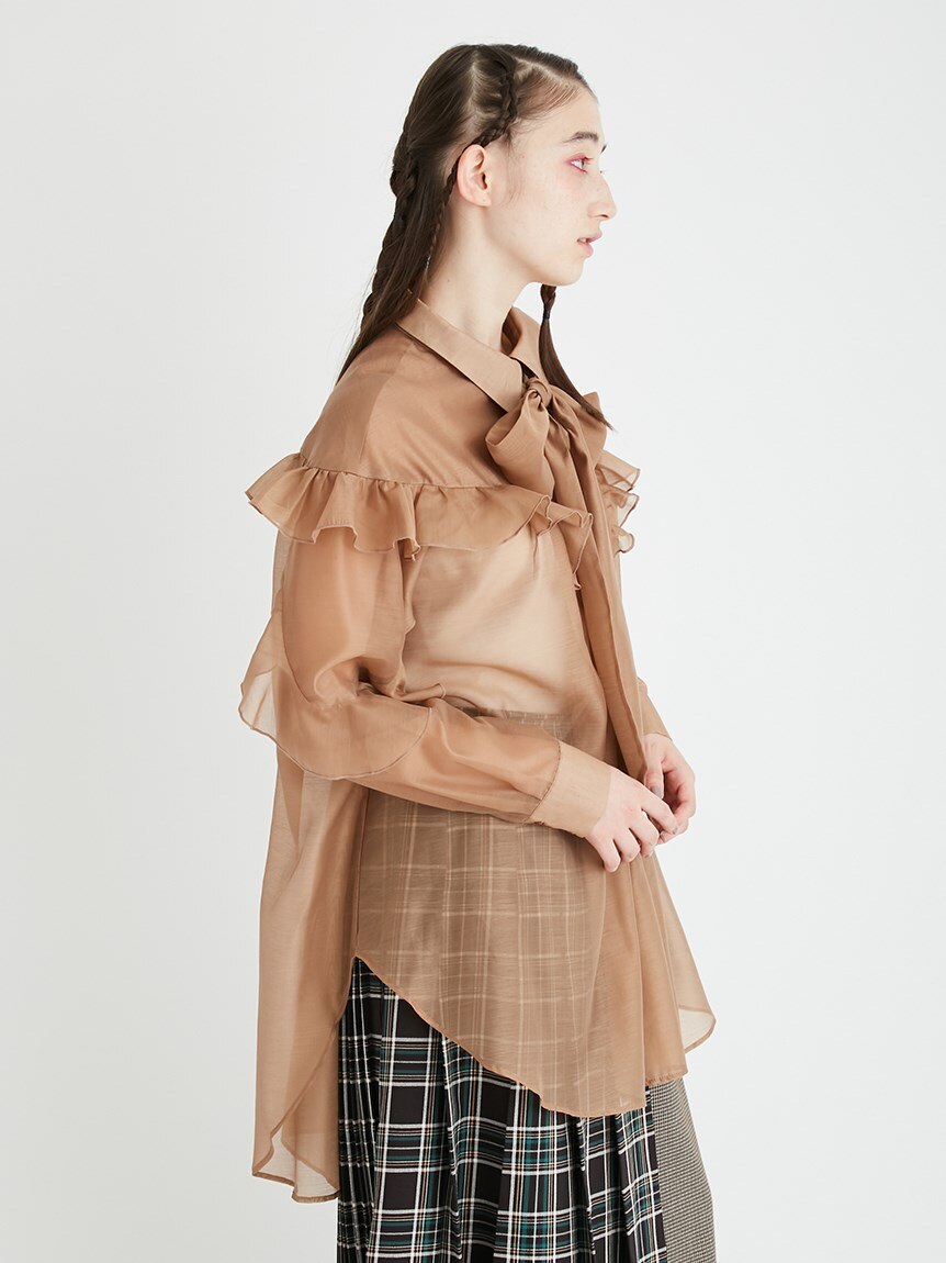 FURFUR】*新品・未使用*シアーフリルボウタイブラウス-