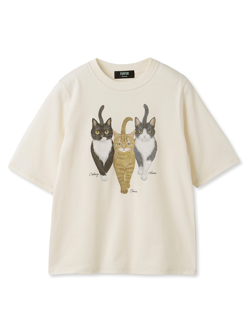 FURFUR×上國料萌衣】トリプルキャットイラストTシャツ|FURFUR(ファー