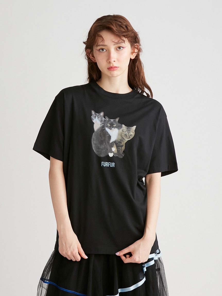 【FURFUR×上國料萌衣】トリプルキャットフォトTシャツ