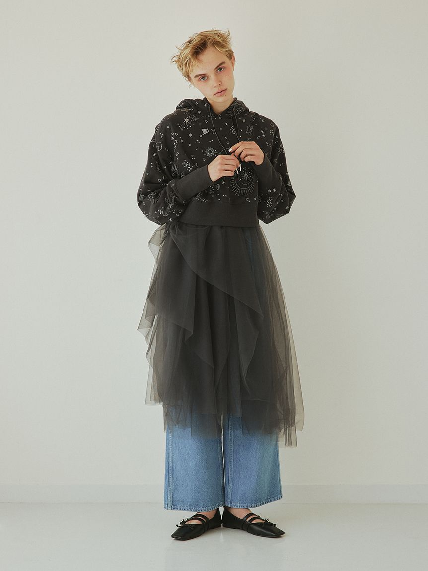 ロングワンピース/マキシワンピースfurfur　チロリアンテープ刺繍ドレス　ブラック