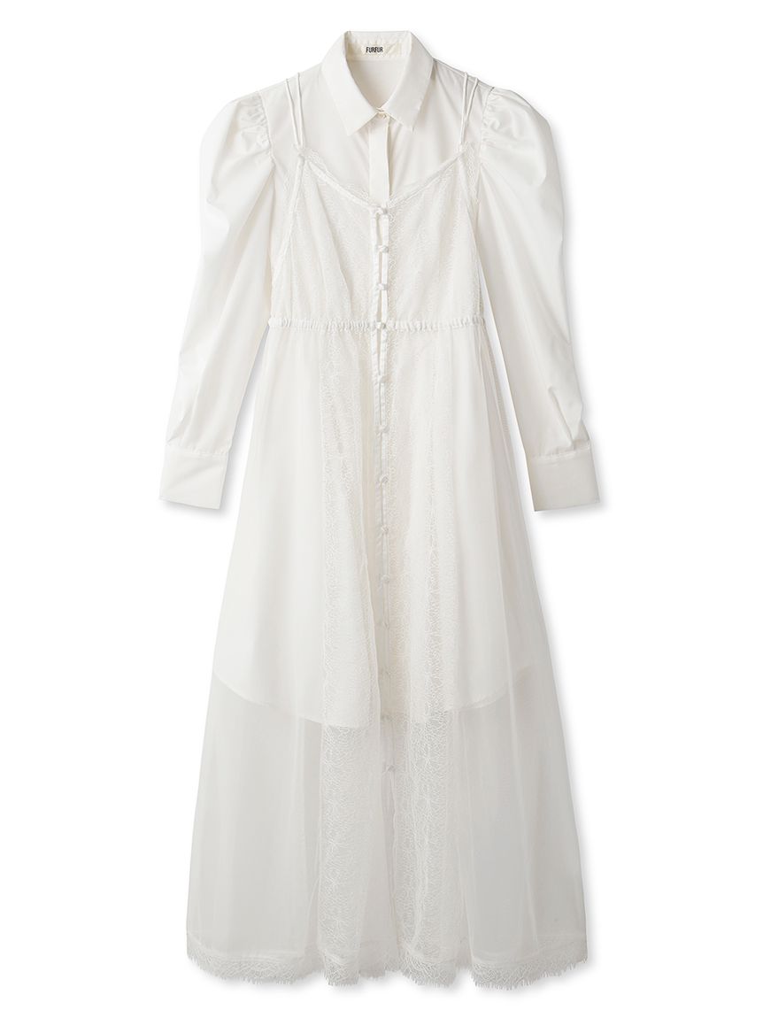 フラワーレースシャツドレス|FURFUR(ファーファー)の通販｜アイルミネ