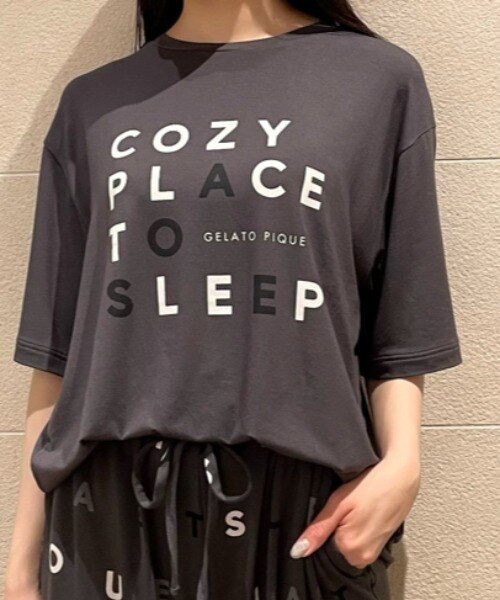 くすみ水色 【UNISEX】レーヨンロゴワンポイントTシャツ＆ロングパンツ