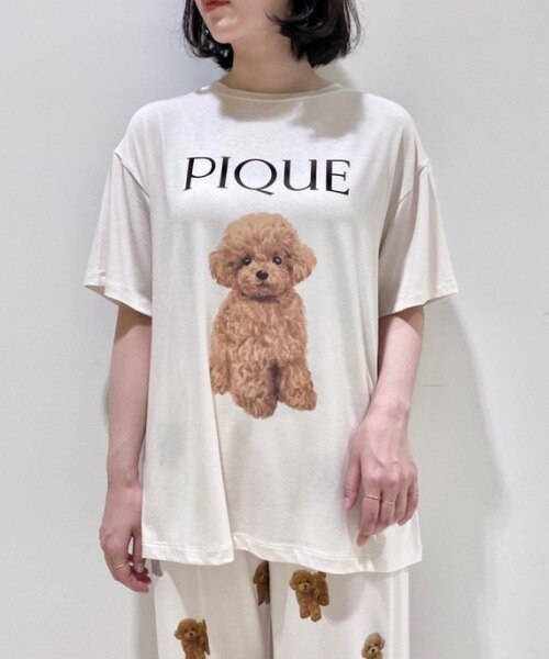 トイプードル柄ワンポイントTシャツ|gelato pique(ジェラート ピケ)の ...