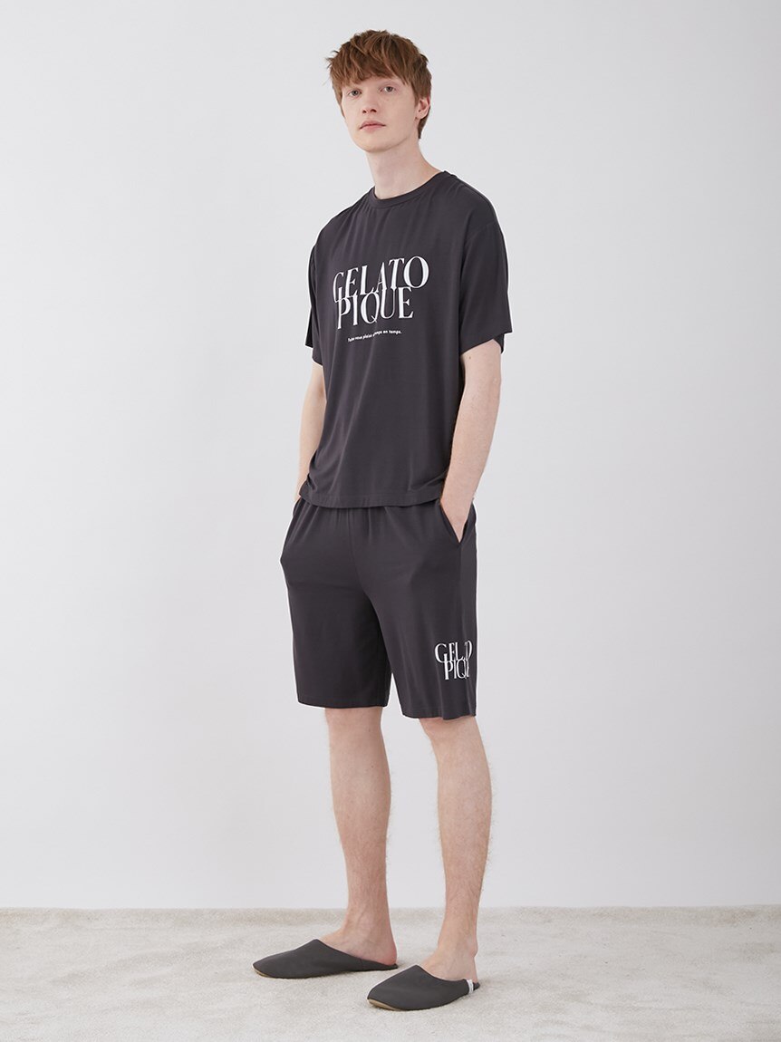 【HOMME】COOLレーヨンロゴハーフパンツ