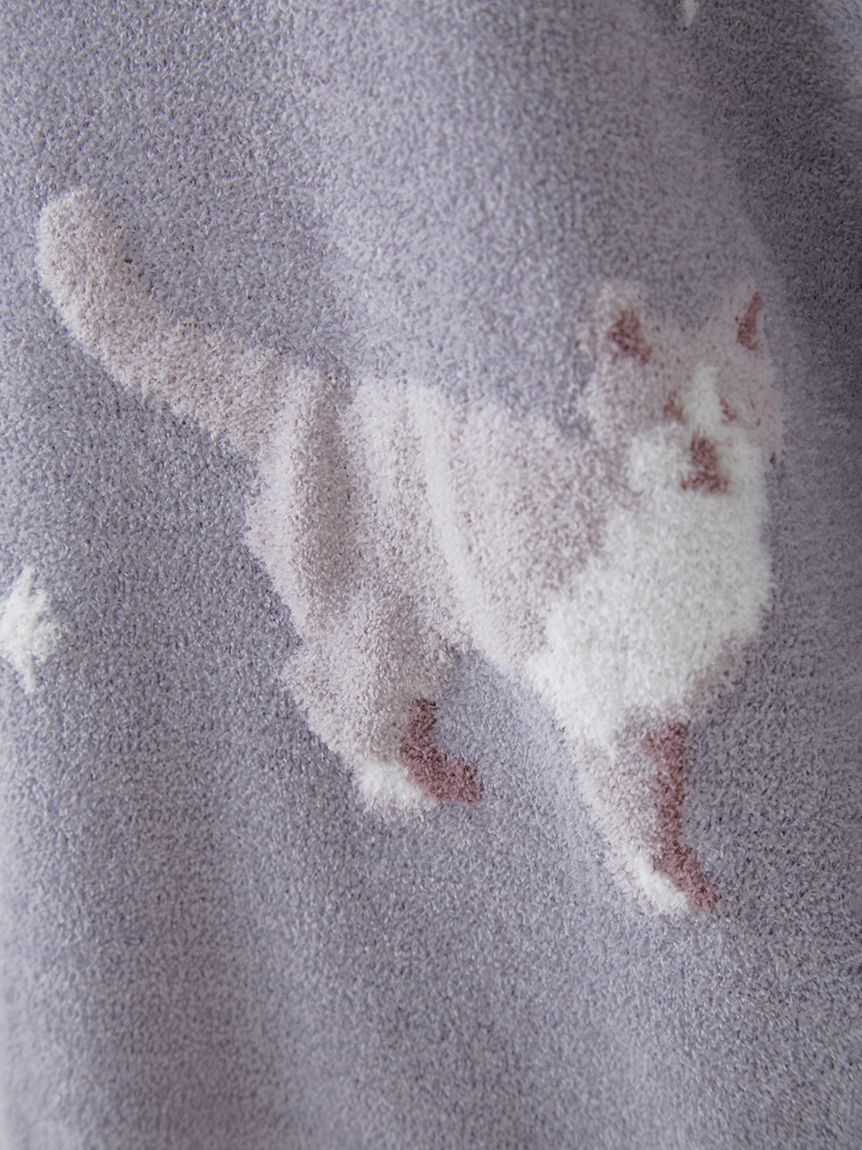 【新作超特価】ネコジャガードプルオーバー（グレー）＆シャム猫柄ロングパンツ ルームウェア・パジャマ