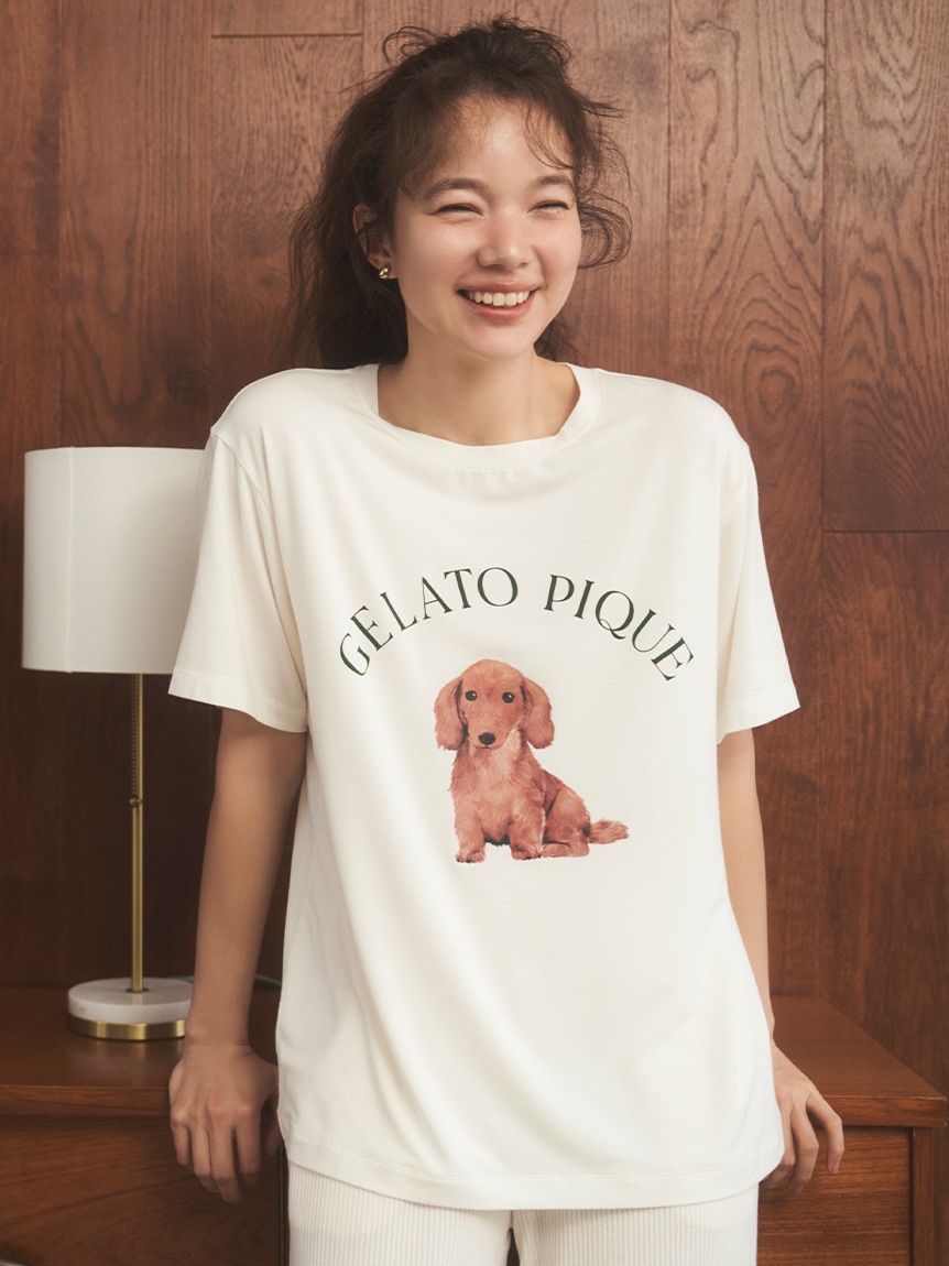 DOG柄ワンポイントTシャツ|gelato pique(ジェラート ピケ)の通販 ...