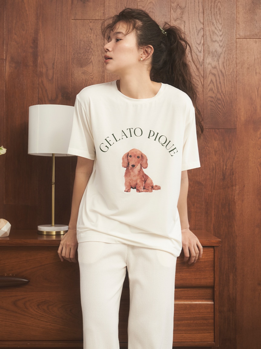 DOG柄ワンポイントTシャツ|gelato pique(ジェラート ピケ)の通販