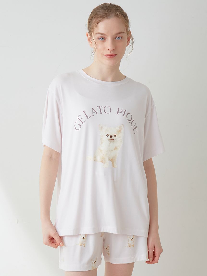 【ラッピング済み】DOG柄ワンポイントTシャツ＆ショートパンツSET