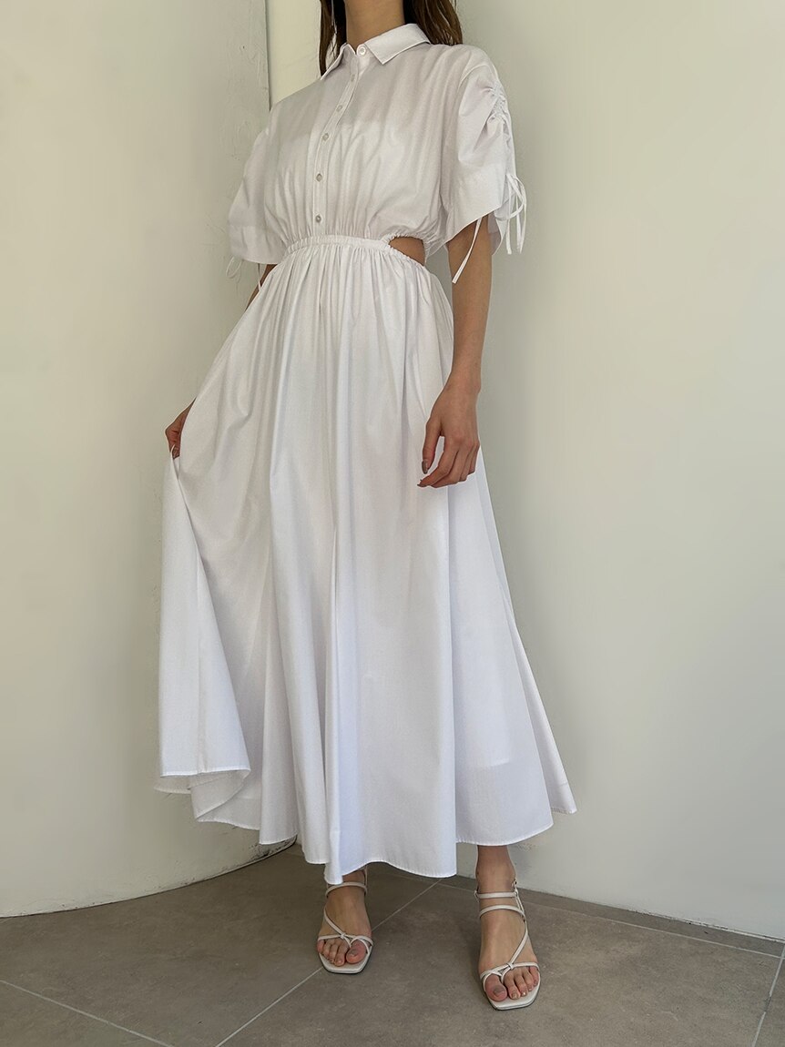 Sustainableバックスリットシャツワンピース