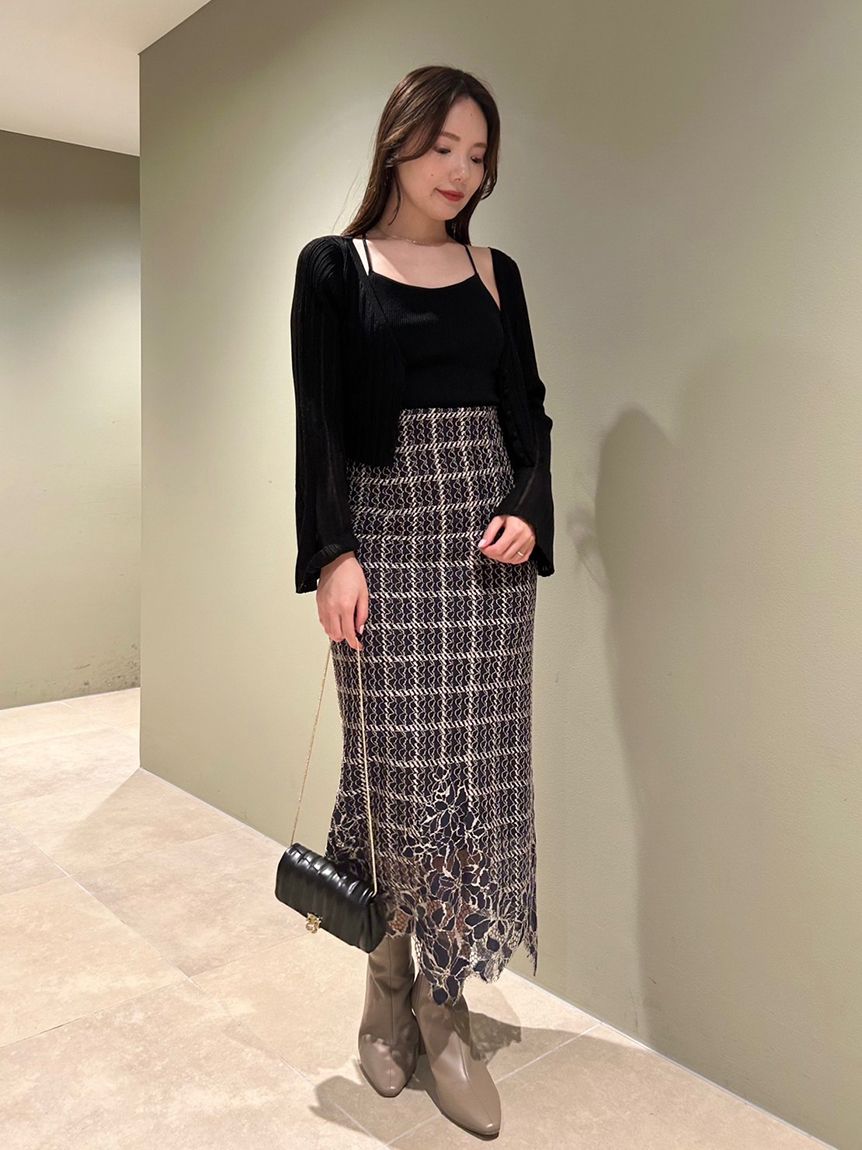 大阪公式【Mint様専用】SNIDEL バイカラーIラインレーススカート スカート