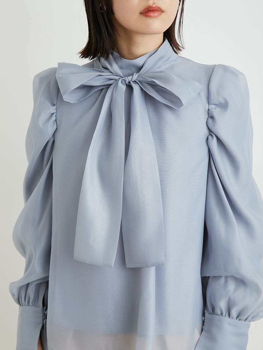 LILY BROWN/オーガンザリボンブラウス/新品未使用タグ付き送料込み