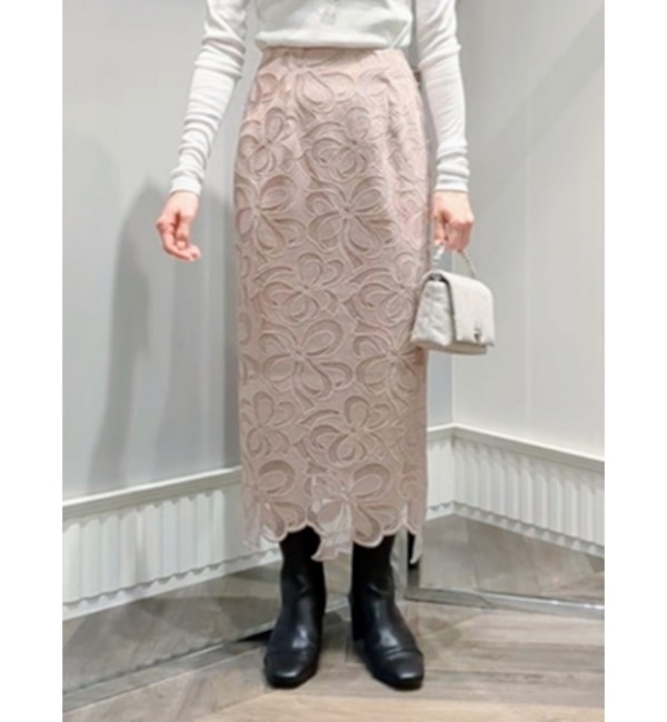 【新品タグ付】CELFORD リボンレースタイトスカートひざ丈スカート