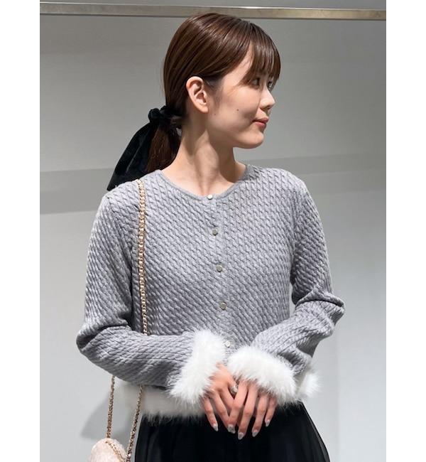 ケーブルニットファーカーデ(カーディガン)|TOPS(トップス ケーブルニットファーカーデ(カーディガン)|TOPS(トップス