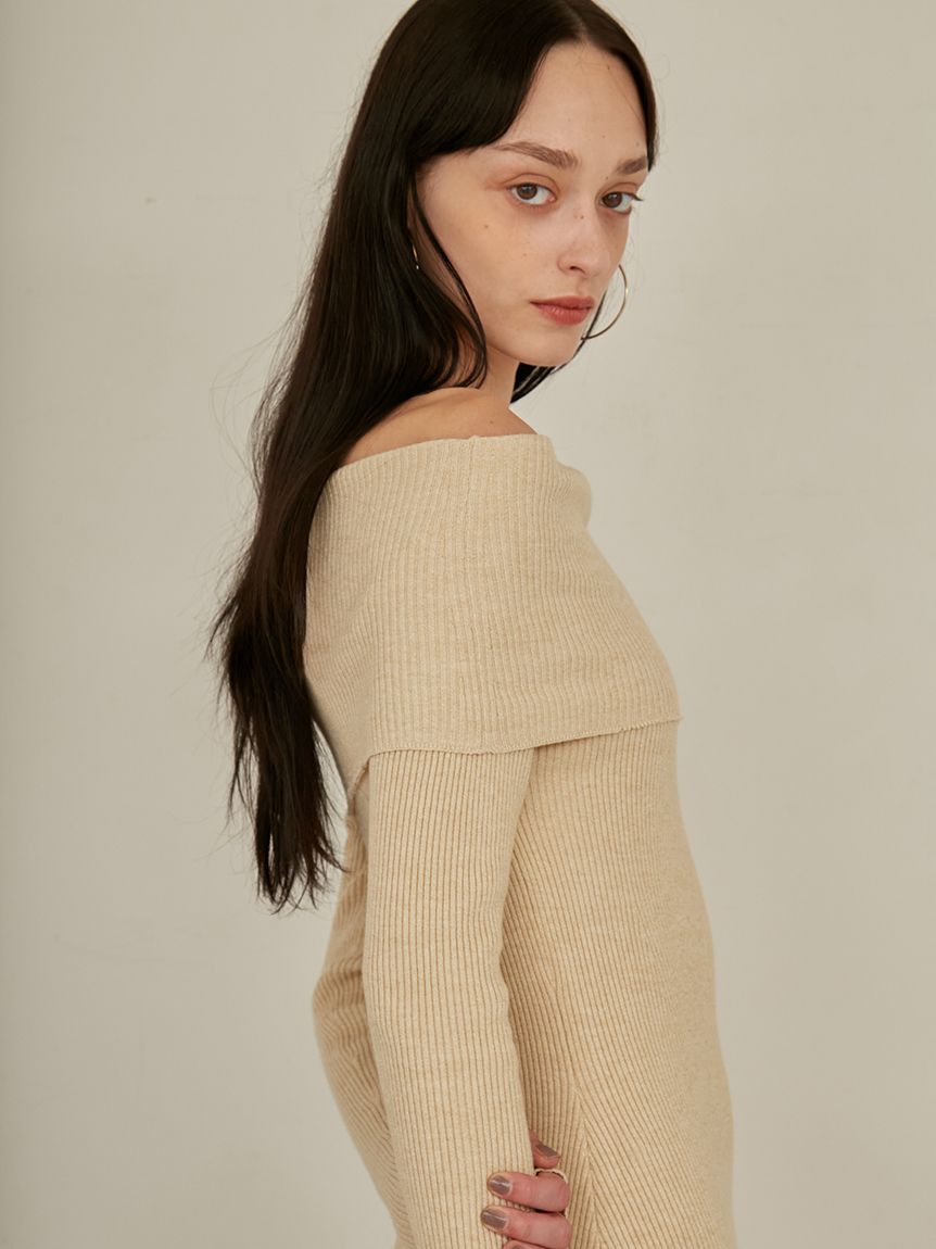 オフショルダーリブニットワンピース|styling/(スタイリング)の
