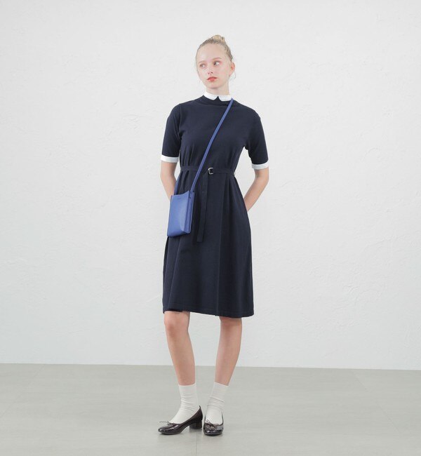 Woman's Cleric Collar Knit One Piece-Navy〖MACKINTOSH  PHILOSOPHY〗セリックカラーワンピースロングスリーブ マッキントッシュフィロソフィー | COCOON PLUS powered by BASE
