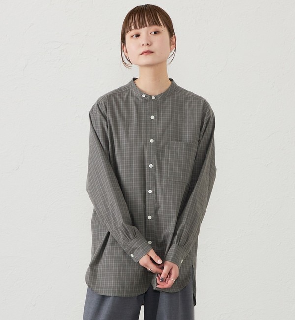 GREY LABEL バンドカラーパターンドシャツ