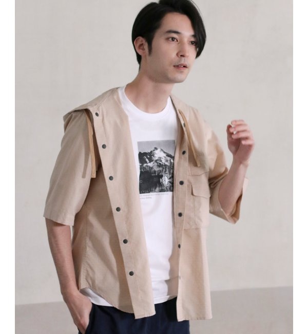 人気メンズファッション|【イッカ/ikka】 リップストップフードシャツ