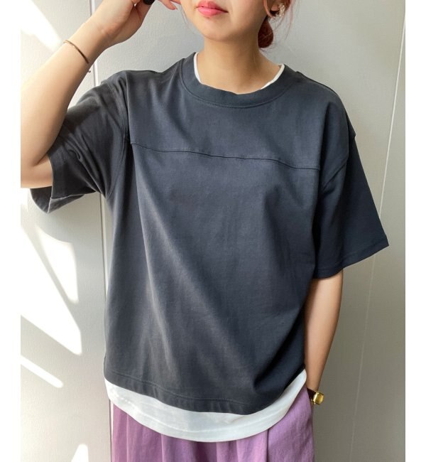 ＜アイルミネ＞【イッカ/ikka】 コットンUSA裾レイヤードTシャツ画像