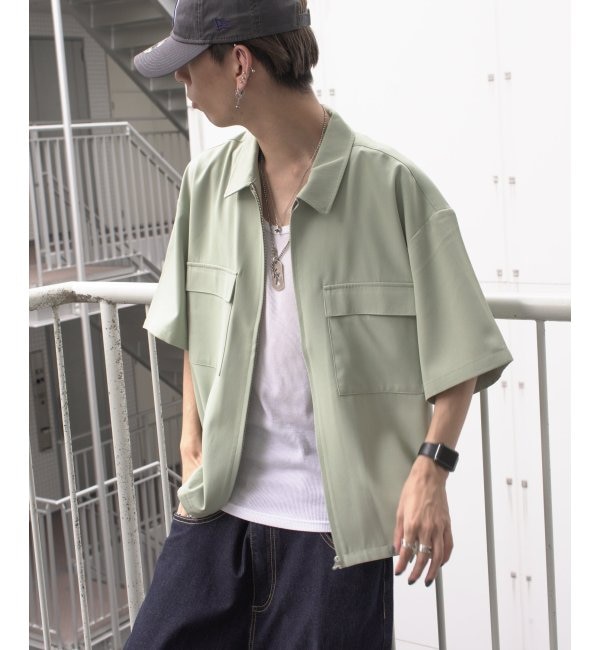 メンズファッションなら|【ヴァンスシェアスタイル/VENCE share style】 カルゼ半袖ZIPジャケット