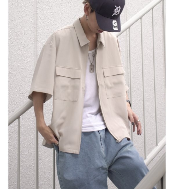 カルゼ半袖ZIPジャケット|VENCE share style(ヴァンスシェアスタイル)の通販｜アイルミネ