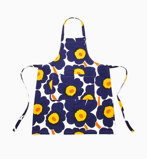 marimekko マリメッコ ピエニ ウニッコ　ネイビー　イエロー　エプロン