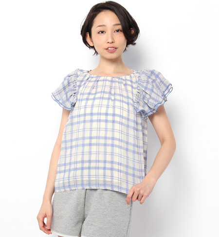 ラッフルチェックトップ
